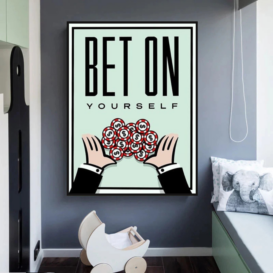 Monopoly Bet on Yourself Card Canvas Wall Art-MinimalisticDecor.com