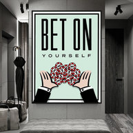 Monopoly Bet on Yourself Card Canvas Wall Art-MinimalisticDecor.com