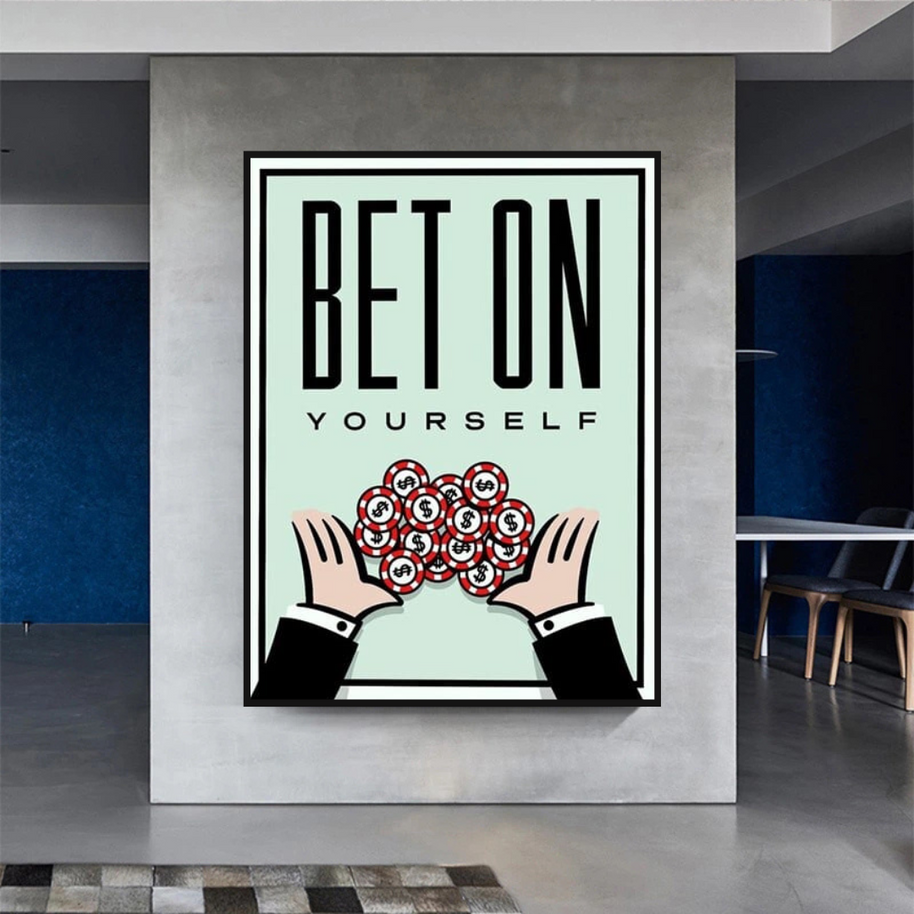 Monopoly Bet on Yourself Card Canvas Wall Art-MinimalisticDecor.com