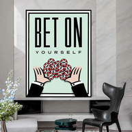 Monopoly Bet on Yourself Card Canvas Wall Art-MinimalisticDecor.com
