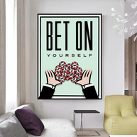 Monopoly Bet on Yourself Card Canvas Wall Art-MinimalisticDecor.com