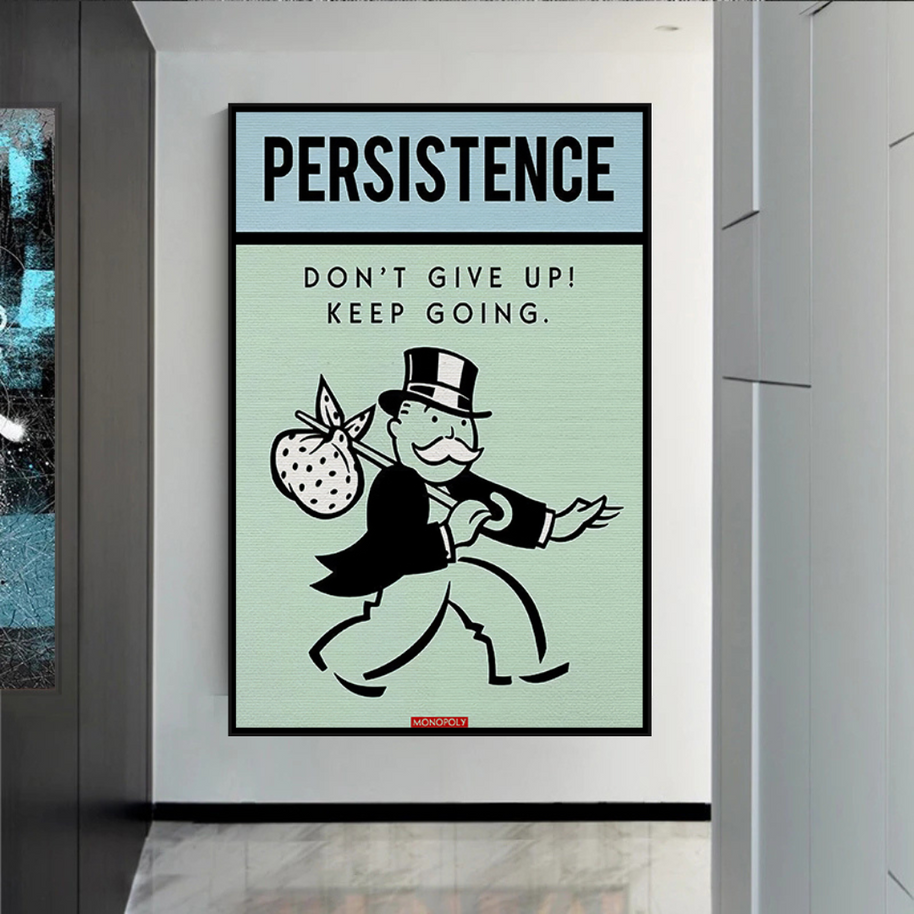 Monopoly Canvas Wall Art - Don't Give Up-MinimalisticDecor.com