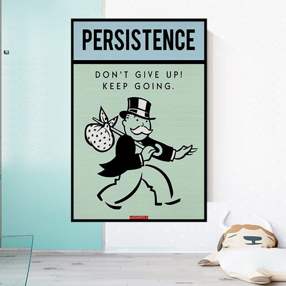 Monopoly Canvas Wall Art - Don't Give Up-MinimalisticDecor.com