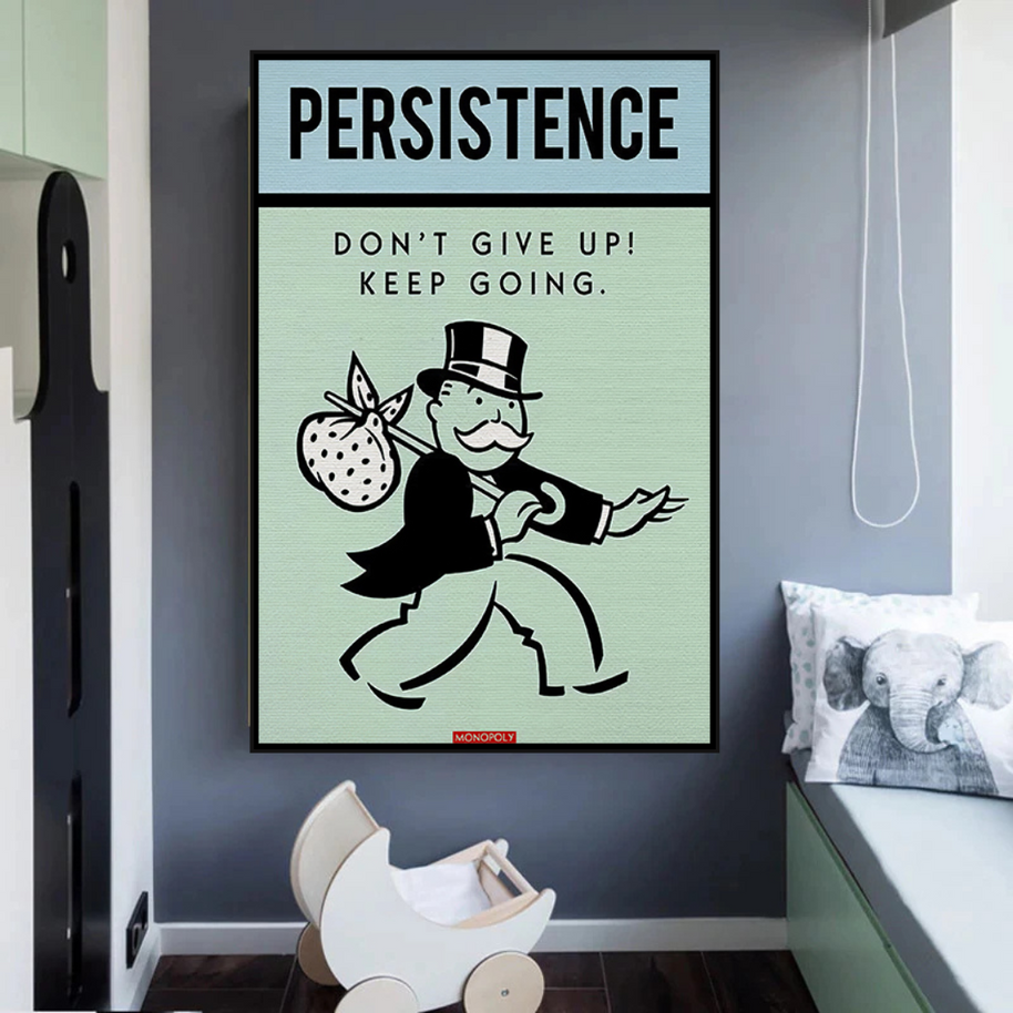 Monopoly Canvas Wall Art - Don't Give Up-MinimalisticDecor.com