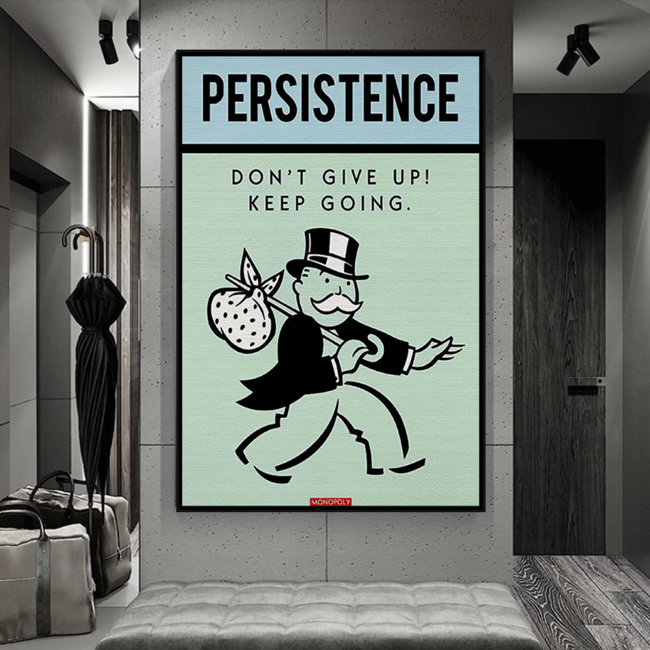 Monopoly Canvas Wall Art - Don't Give Up-MinimalisticDecor.com