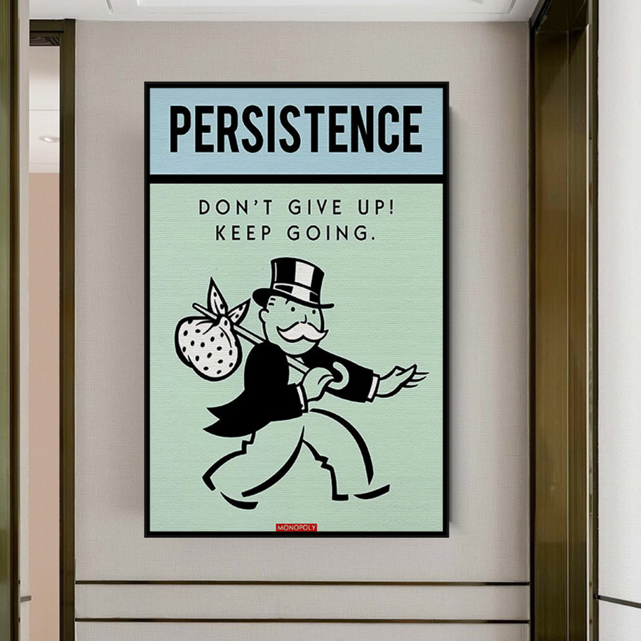 Monopoly Canvas Wall Art - Don't Give Up-MinimalisticDecor.com