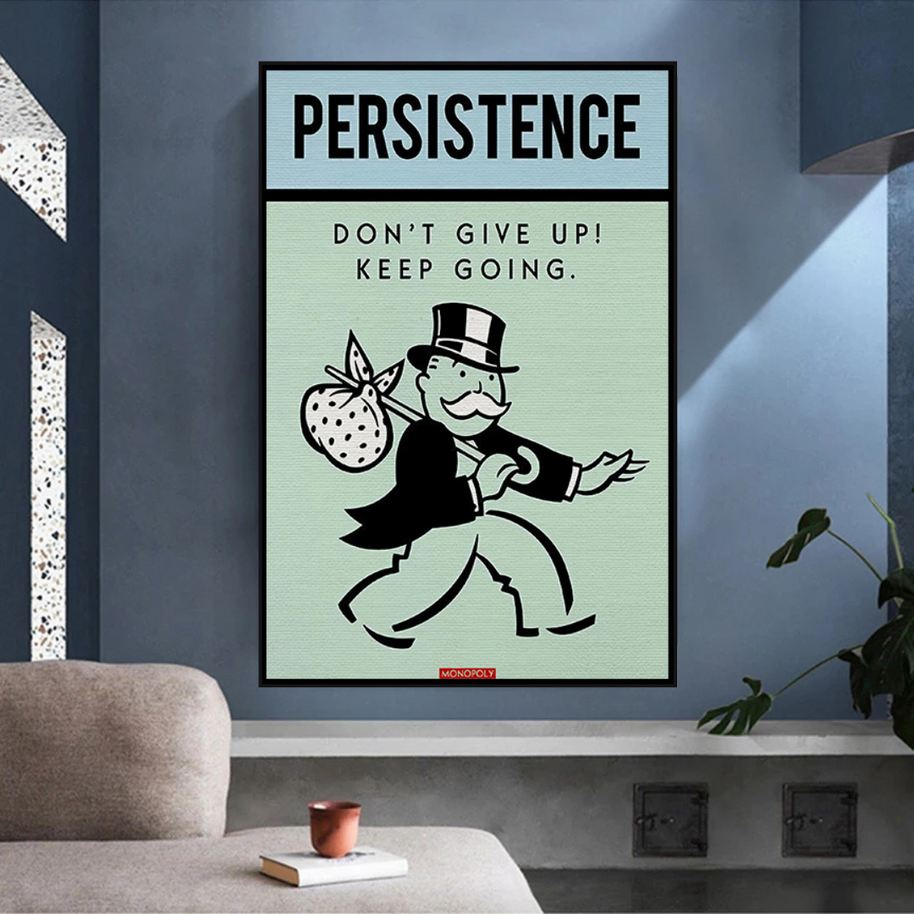 Monopoly Canvas Wall Art - Don't Give Up-MinimalisticDecor.com