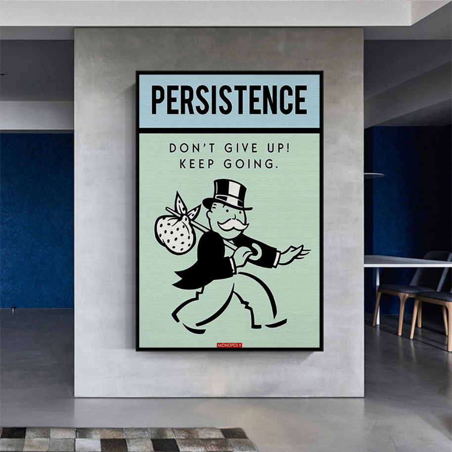 Monopoly Canvas Wall Art - Don't Give Up-MinimalisticDecor.com