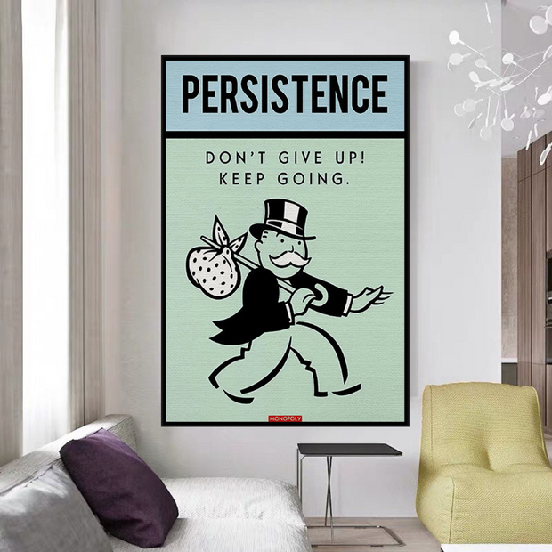 Monopoly Canvas Wall Art - Don't Give Up-MinimalisticDecor.com