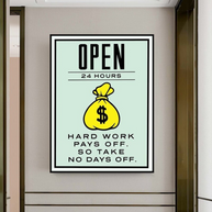 Monopoly Canvas Wall Art: Hard Work Pays Off-MinimalisticDecor.com