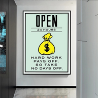 Monopoly Canvas Wall Art: Hard Work Pays Off-MinimalisticDecor.com