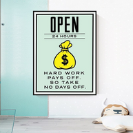 Monopoly Canvas Wall Art: Hard Work Pays Off-MinimalisticDecor.com
