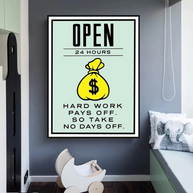 Monopoly Canvas Wall Art: Hard Work Pays Off-MinimalisticDecor.com