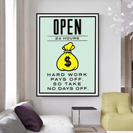 Monopoly Canvas Wall Art: Hard Work Pays Off-MinimalisticDecor.com