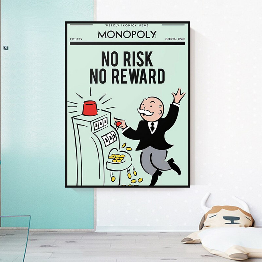 Monopoly Canvas Wall Art: No Risk No Reward-MinimalisticDecor.com
