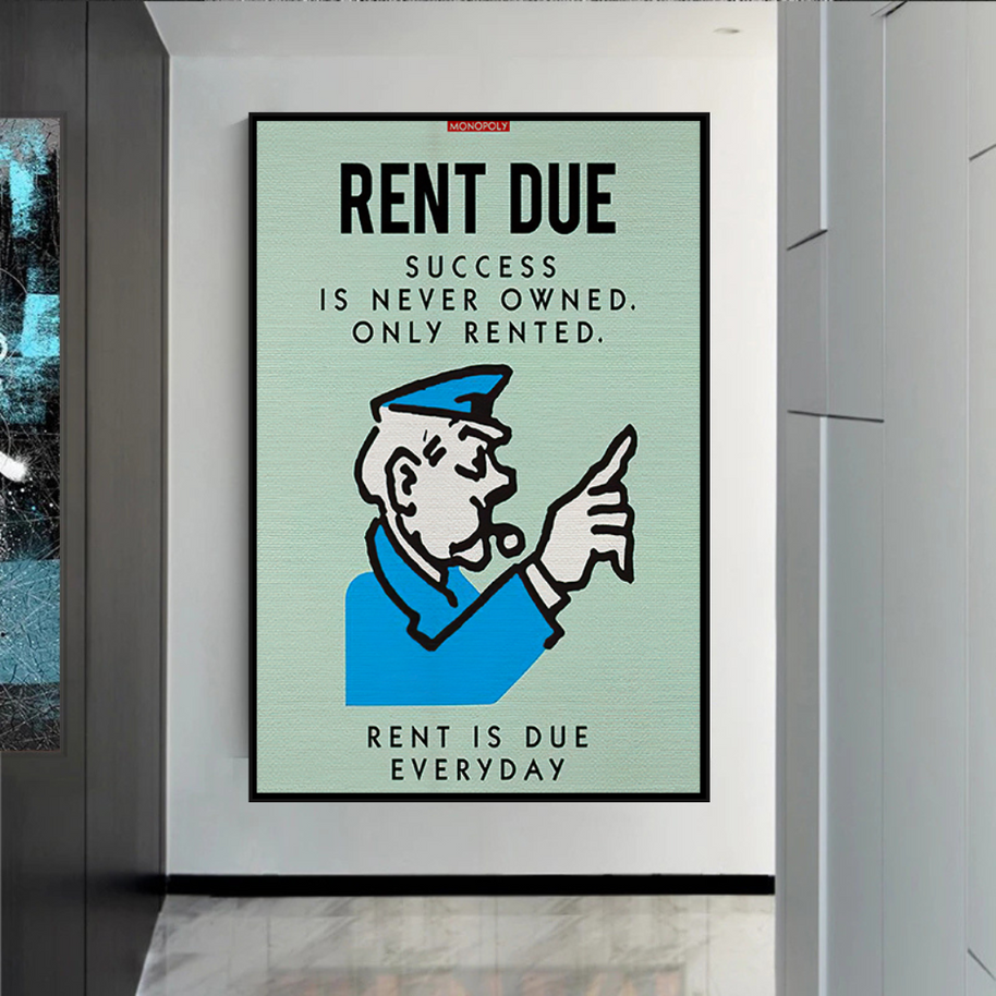 Monopoly Canvas Wall Art: Rent Due Exclusive Design-MinimalisticDecor.com