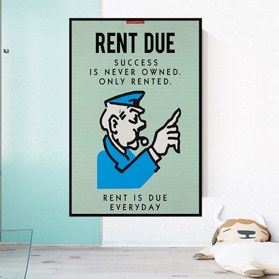 Monopoly Canvas Wall Art: Rent Due Exclusive Design-MinimalisticDecor.com