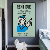 Monopoly Canvas Wall Art: Rent Due Exclusive Design-MinimalisticDecor.com