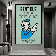 Monopoly Canvas Wall Art: Rent Due Exclusive Design-MinimalisticDecor.com