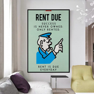Monopoly Canvas Wall Art: Rent Due Exclusive Design-MinimalisticDecor.com