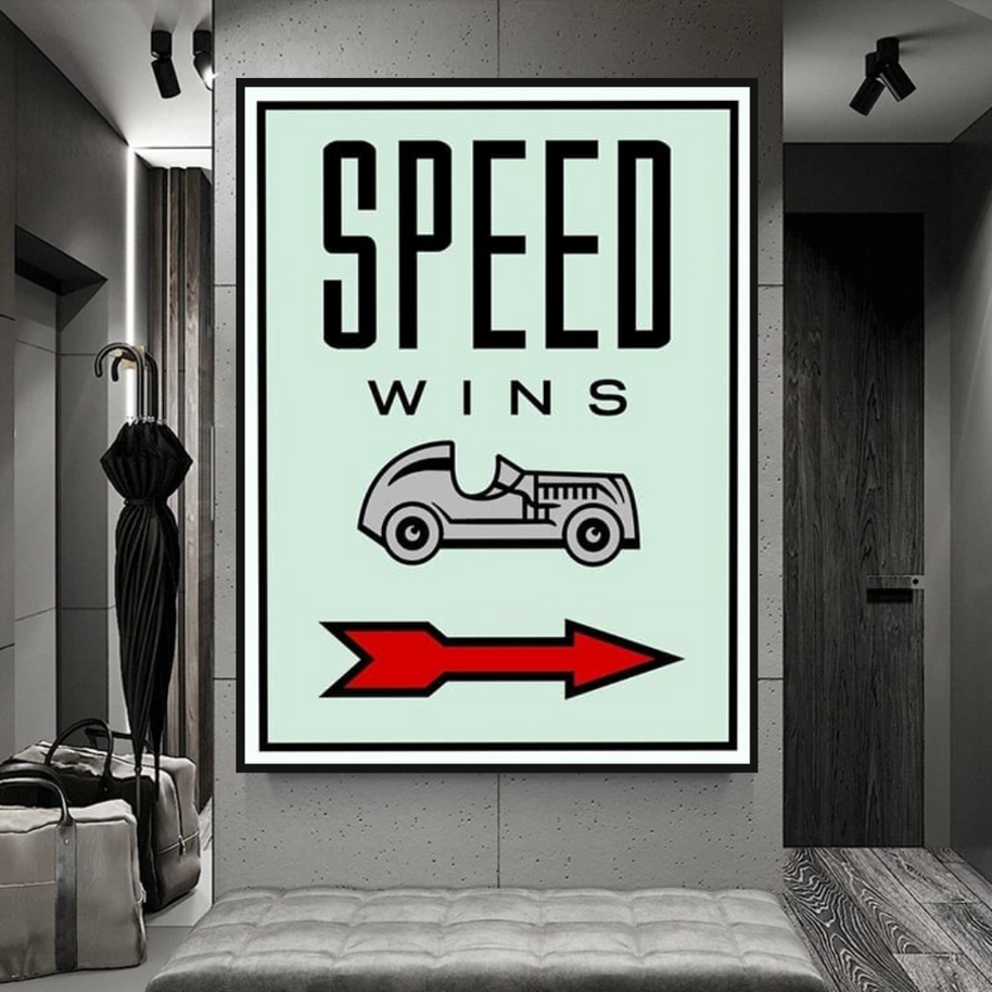 Monopoly Canvas Wall Art: Speed Wins Game Enthusiasts-MinimalisticDecor.com