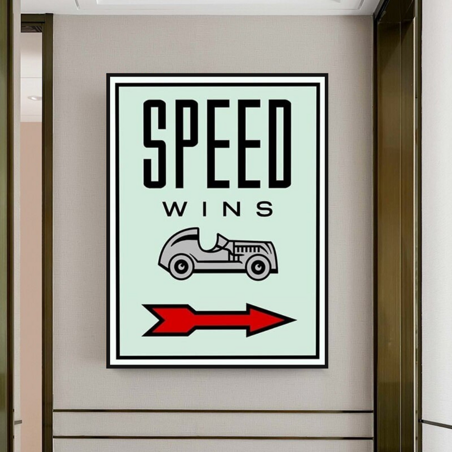 Monopoly Canvas Wall Art: Speed Wins Game Enthusiasts-MinimalisticDecor.com