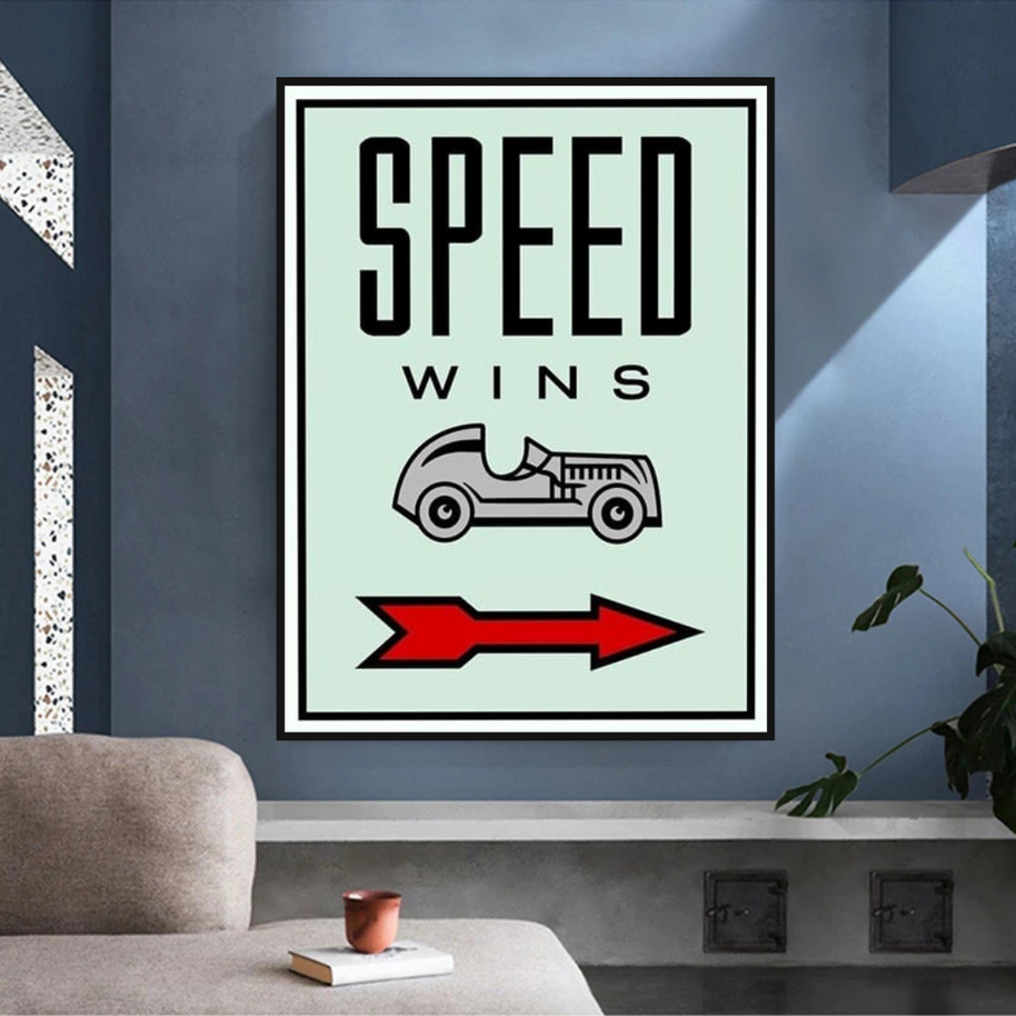 Monopoly Canvas Wall Art: Speed Wins Game Enthusiasts-MinimalisticDecor.com