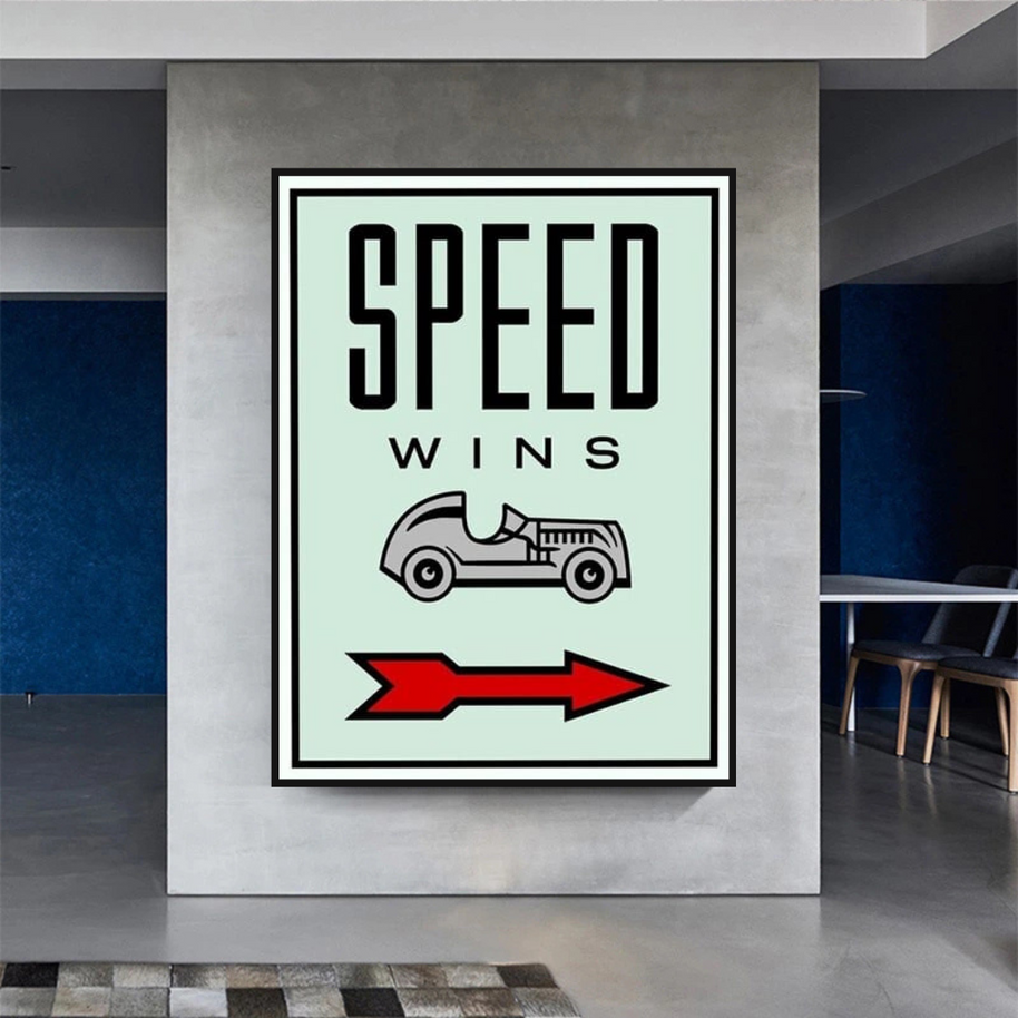 Monopoly Canvas Wall Art: Speed Wins Game Enthusiasts-MinimalisticDecor.com