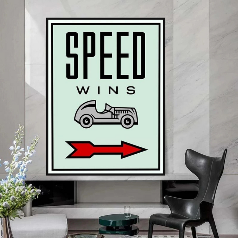 Monopoly Canvas Wall Art: Speed Wins Game Enthusiasts-MinimalisticDecor.com