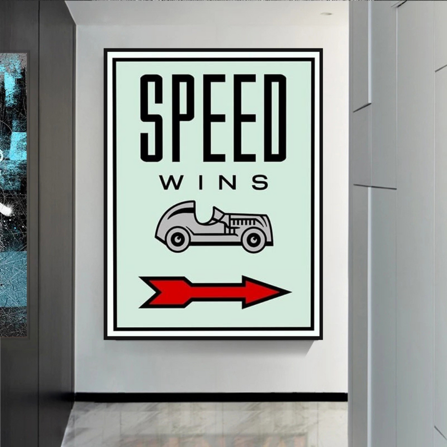 Monopoly Canvas Wall Art: Speed Wins Game Enthusiasts-MinimalisticDecor.com