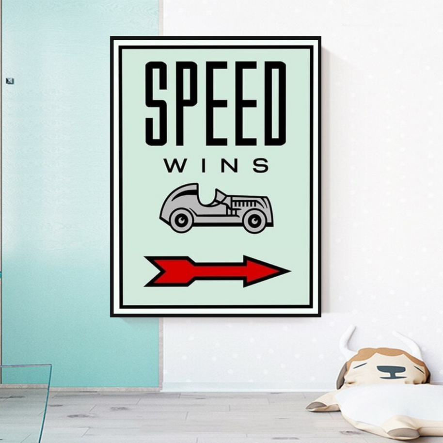 Monopoly Canvas Wall Art: Speed Wins Game Enthusiasts-MinimalisticDecor.com