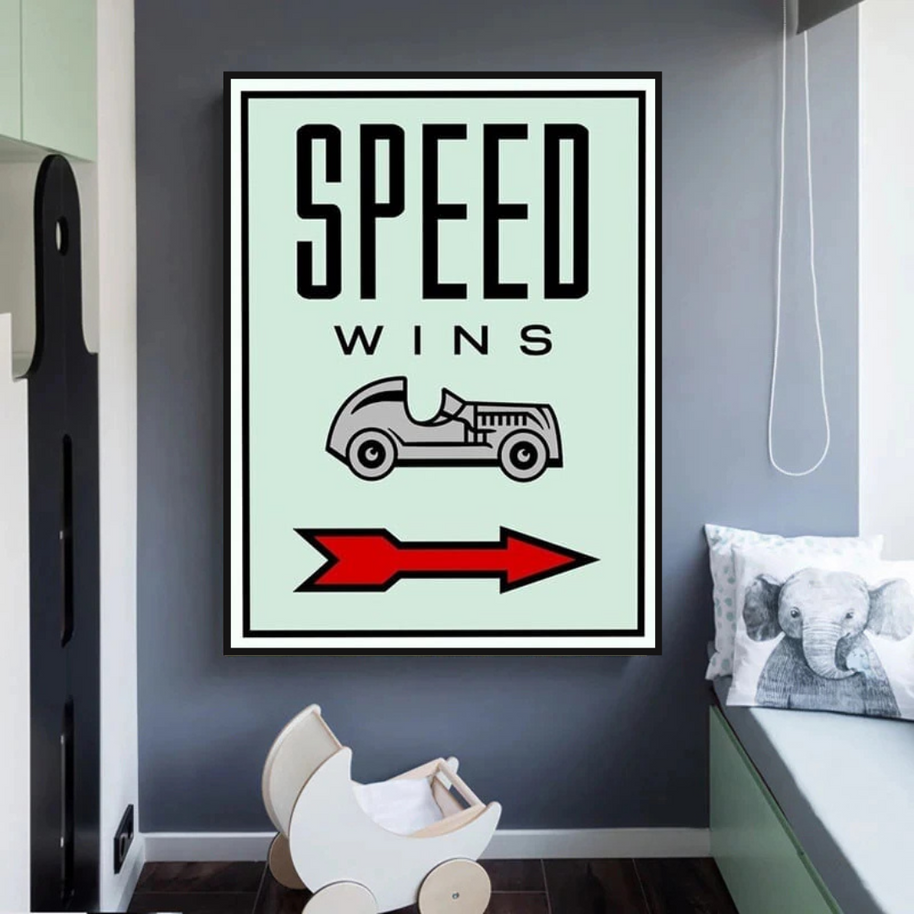 Monopoly Canvas Wall Art: Speed Wins Game Enthusiasts-MinimalisticDecor.com