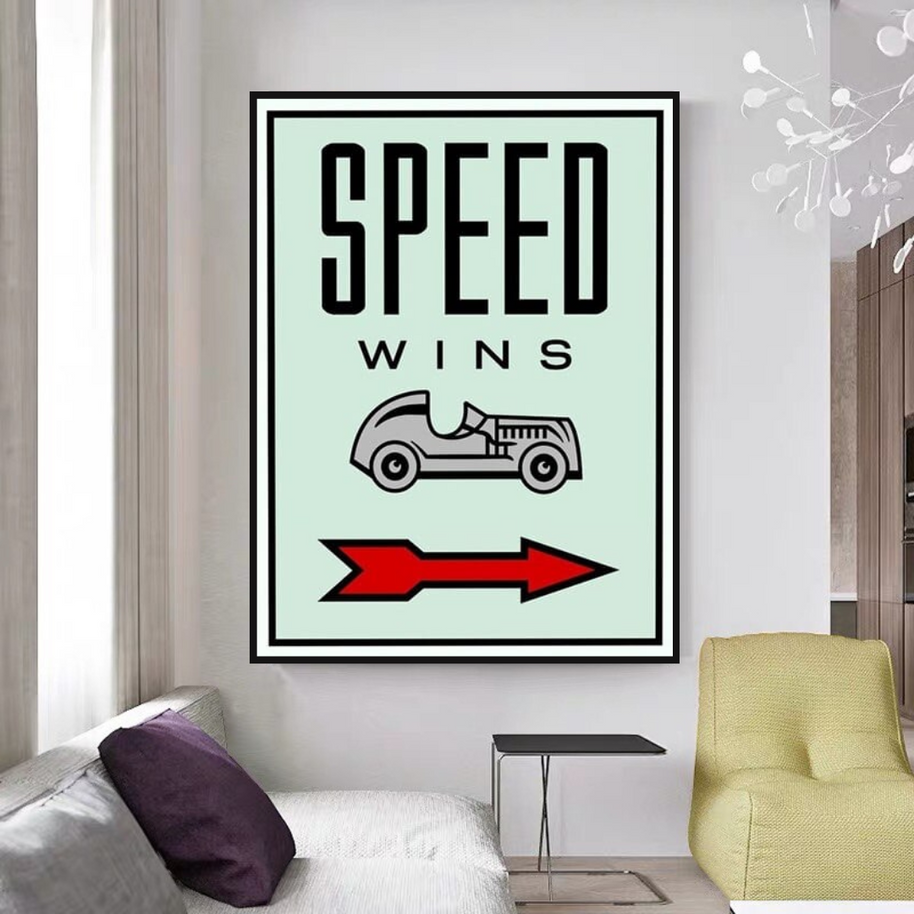 Monopoly Canvas Wall Art: Speed Wins Game Enthusiasts-MinimalisticDecor.com