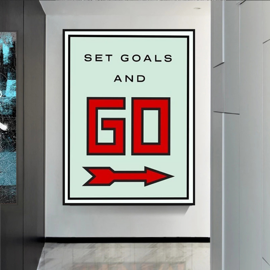 Monopoly Get Goals and Go Card Canvas Wall Art-MinimalisticDecor.com