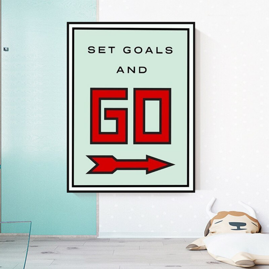 Monopoly Get Goals and Go Card Canvas Wall Art-MinimalisticDecor.com