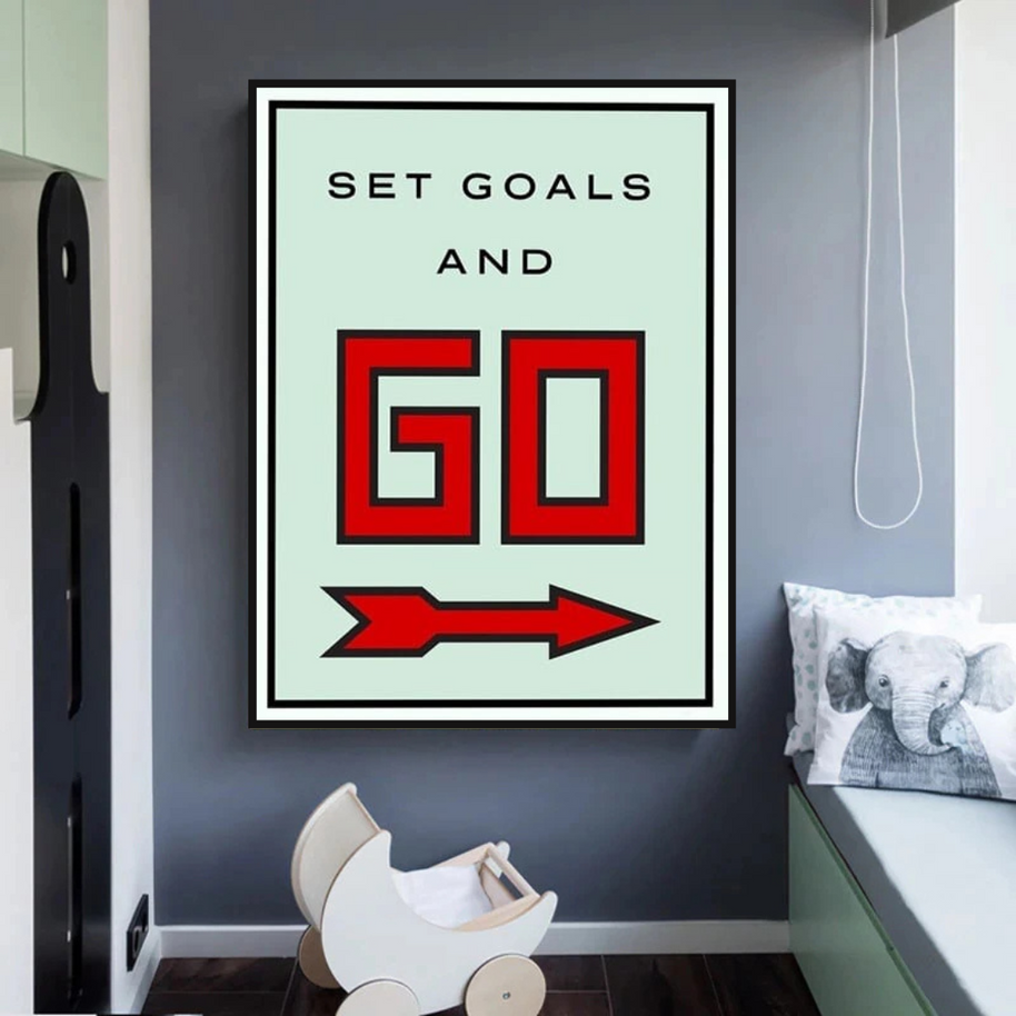 Monopoly Get Goals and Go Card Canvas Wall Art-MinimalisticDecor.com