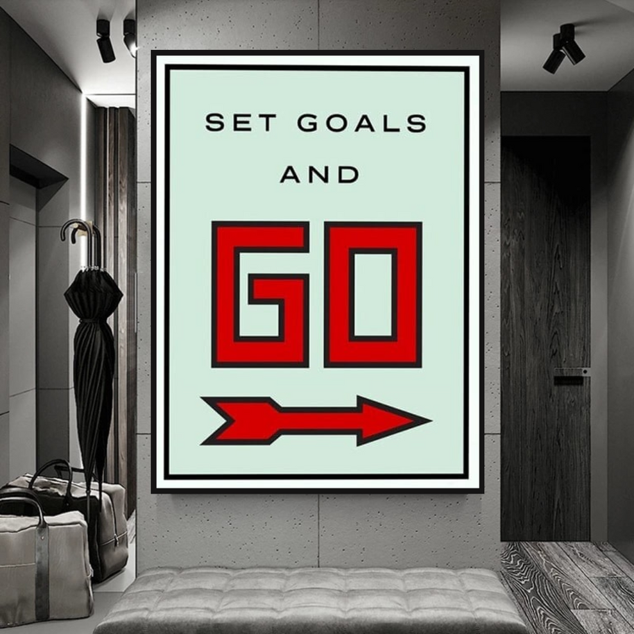 Monopoly Get Goals and Go Card Canvas Wall Art-MinimalisticDecor.com