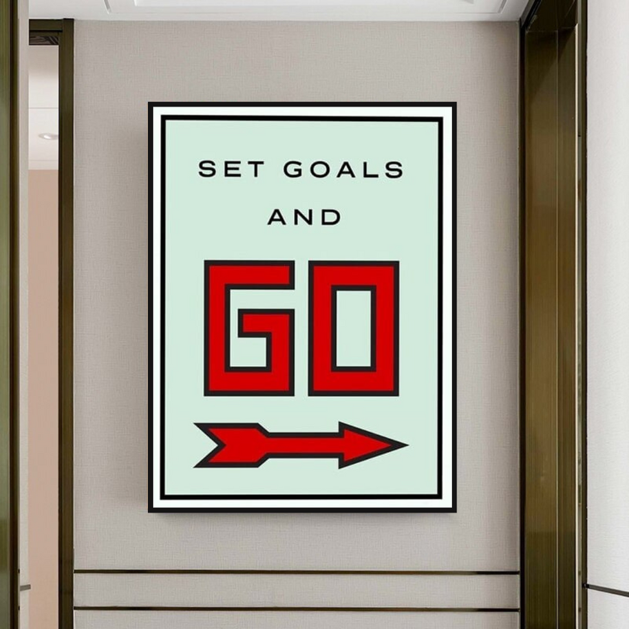 Monopoly Get Goals and Go Card Canvas Wall Art-MinimalisticDecor.com