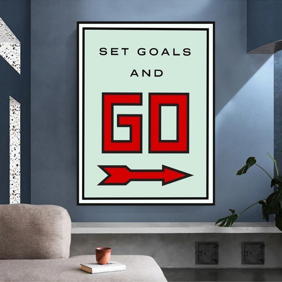 Monopoly Get Goals and Go Card Canvas Wall Art-MinimalisticDecor.com