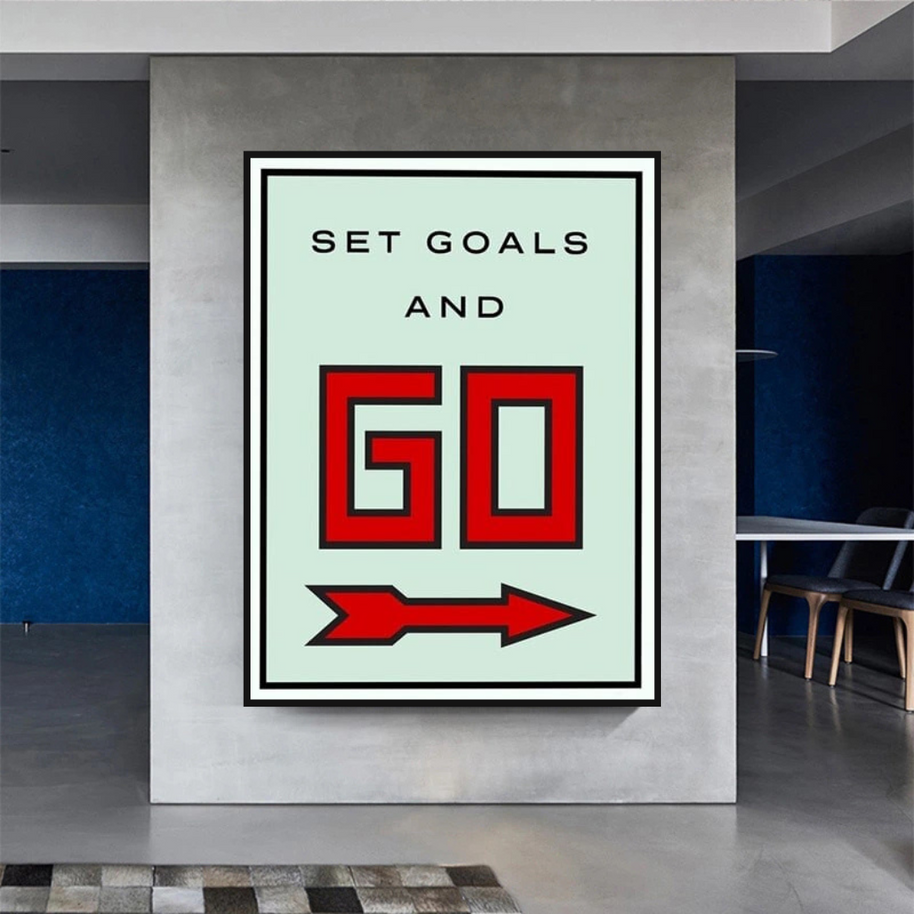 Monopoly Get Goals and Go Card Canvas Wall Art-MinimalisticDecor.com