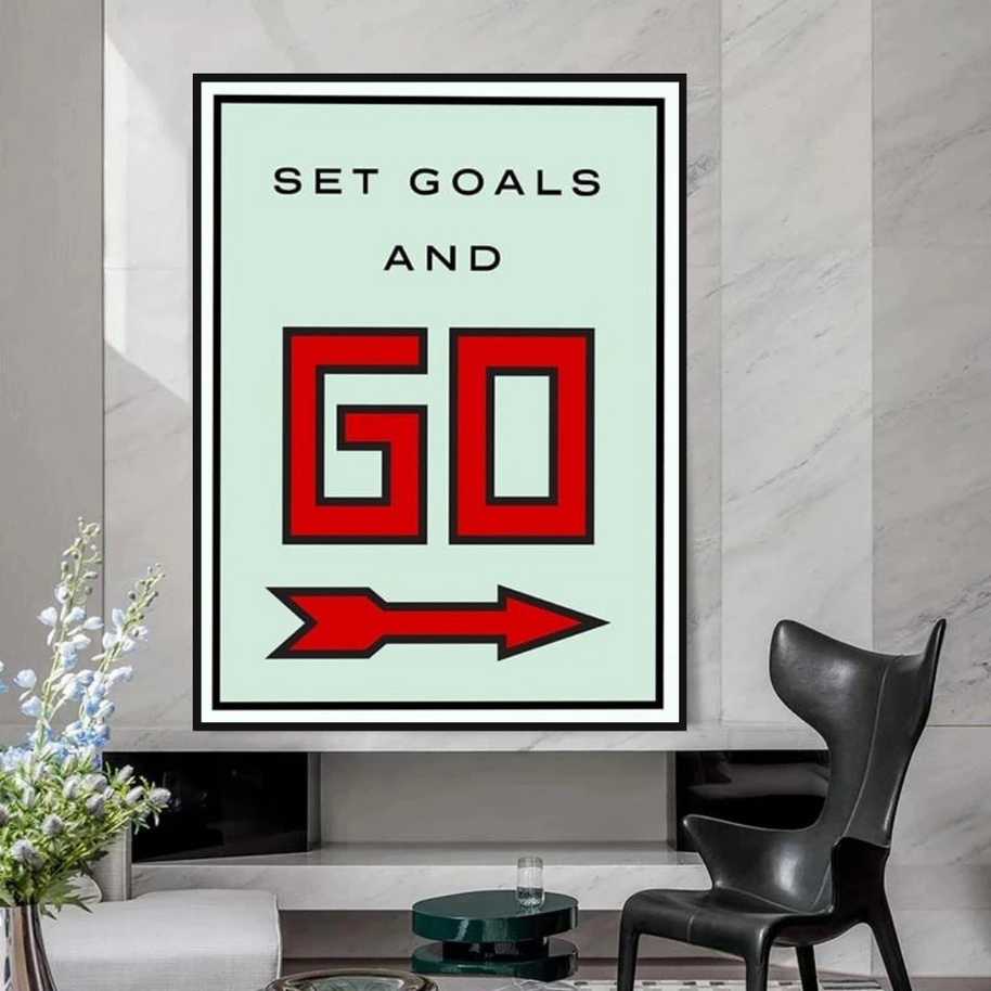 Monopoly Get Goals and Go Card Canvas Wall Art-MinimalisticDecor.com