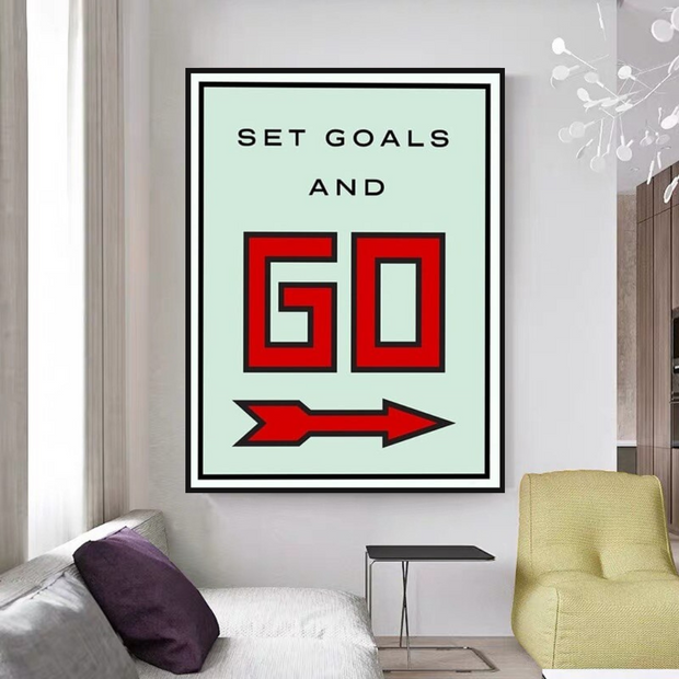 Monopoly Get Goals and Go Card Canvas Wall Art-MinimalisticDecor.com