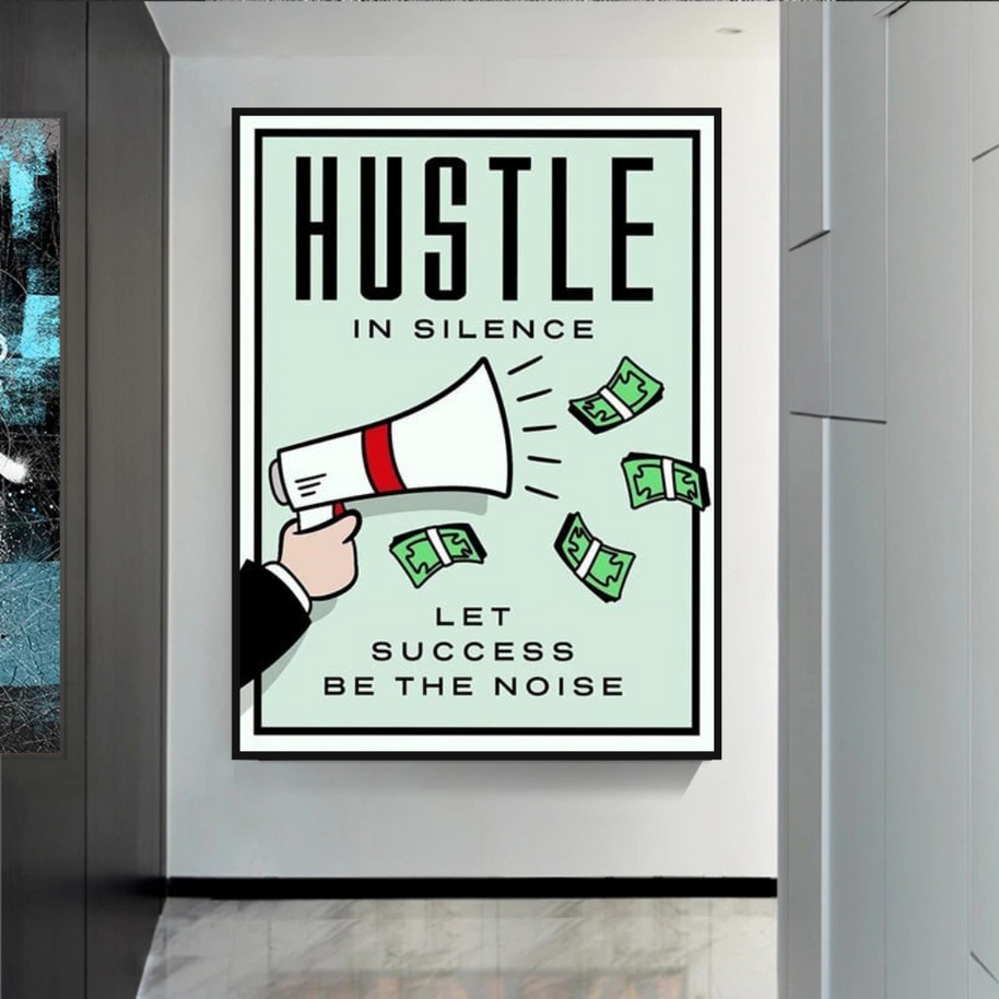 Monopoly Hustle in Silence Card Canvas Wall Art-MinimalisticDecor.com