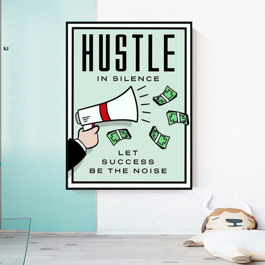 Monopoly Hustle in Silence Card Canvas Wall Art-MinimalisticDecor.com