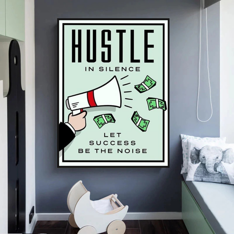 Monopoly Hustle in Silence Card Canvas Wall Art-MinimalisticDecor.com