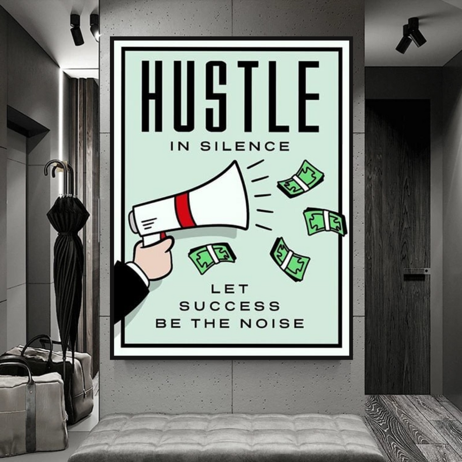 Monopoly Hustle in Silence Card Canvas Wall Art-MinimalisticDecor.com