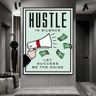 Monopoly Hustle in Silence Card Canvas Wall Art-MinimalisticDecor.com