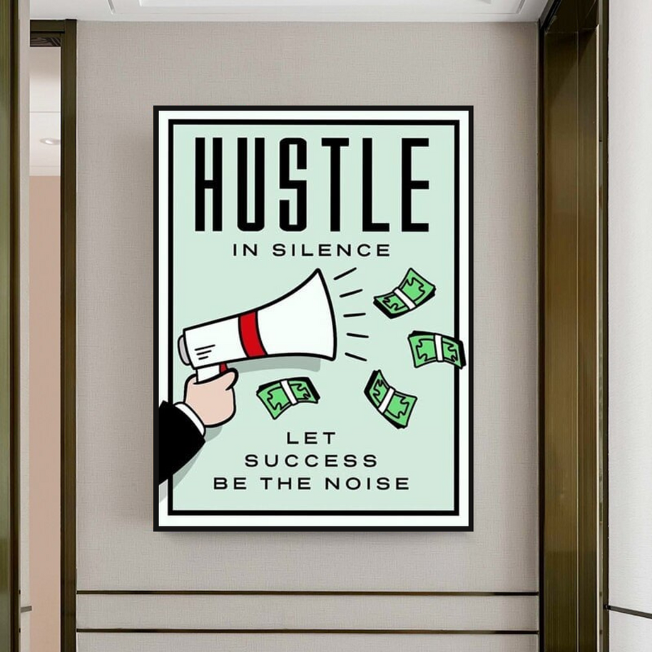 Monopoly Hustle in Silence Card Canvas Wall Art-MinimalisticDecor.com