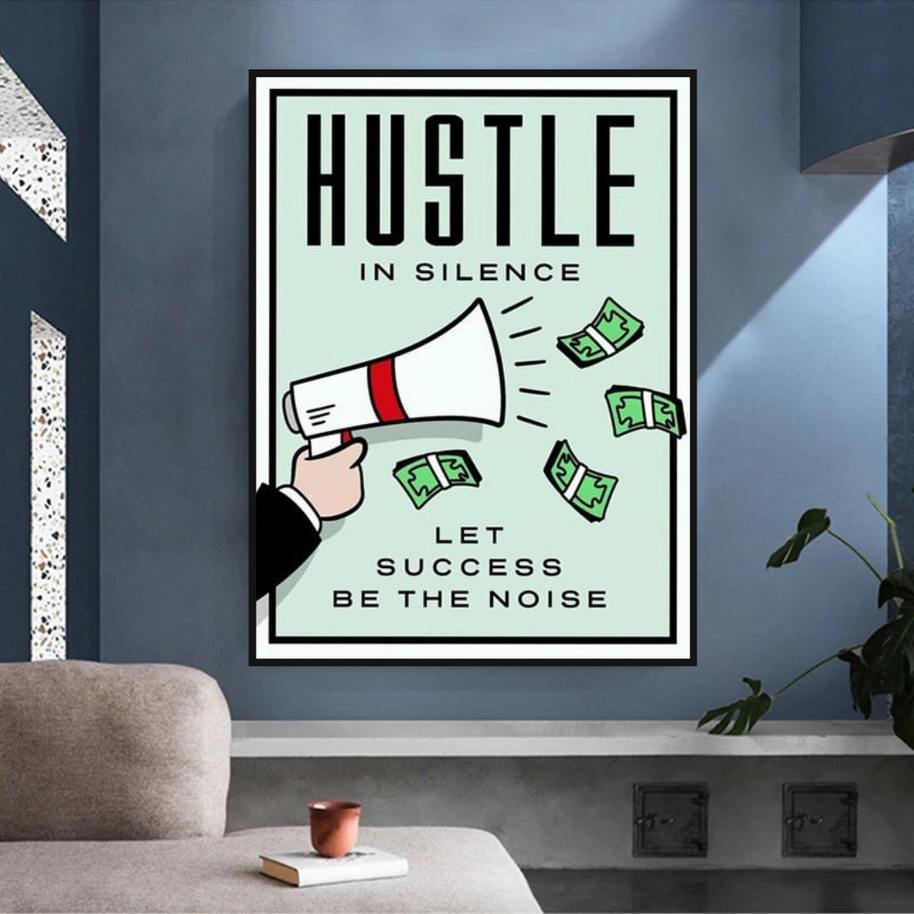 Monopoly Hustle in Silence Card Canvas Wall Art-MinimalisticDecor.com