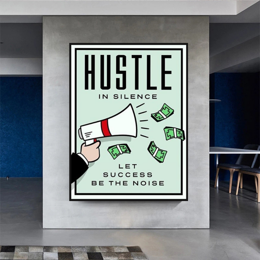 Monopoly Hustle in Silence Card Canvas Wall Art-MinimalisticDecor.com